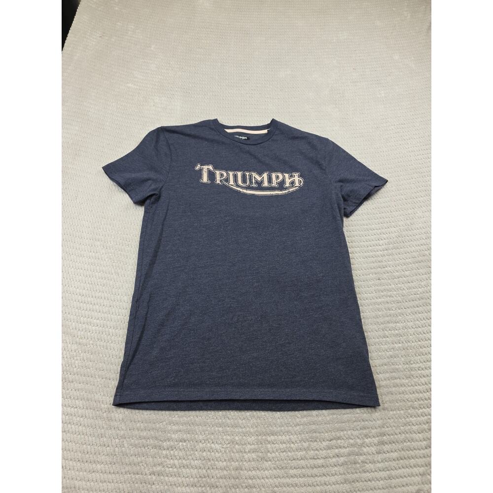 Triumph Motorcycle Shirt Mens Medium Blue Short Sleeve Tshirt